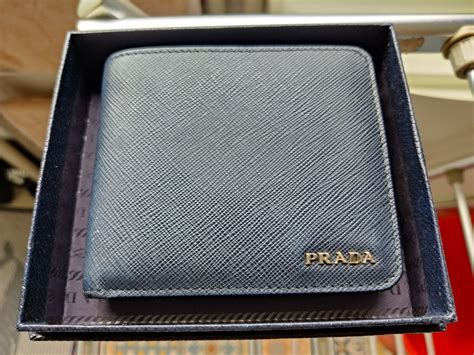 prada bifold wallet grained calfskin silver tone baltico|Baltic Blue Saffiano Leather Wallet .